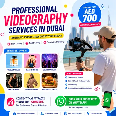 Professional Videographer in Dubai | Cinematic Reels, Ads  Product Videos
