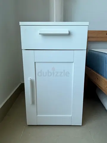 White bedside cabinet / nightstand with drawer and door - Ikea