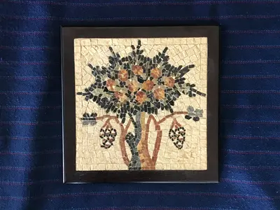 Madaba “Tree of Life” Framed Mosaic (25x25 cm)