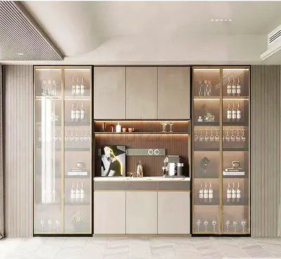 Modern Built-in Display Cabinet with Glass Doors and Storage