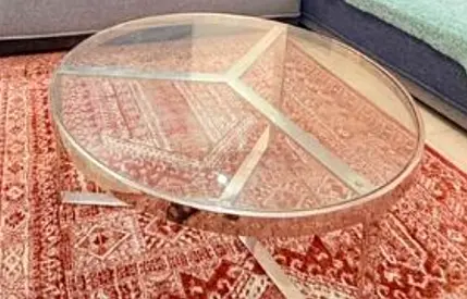 Round Glass Coffee Table with Metal Base