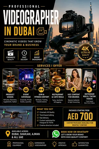 Professional Videographer in Dubai | Product, Events  Business Content 🎥
