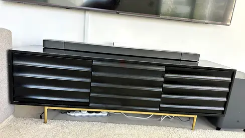 Swoon editions Black Modern TV Console Cabinet with Gold Legs