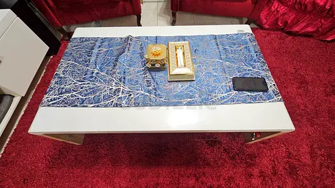 White Gloss Coffee Table with Storage — Good Condition