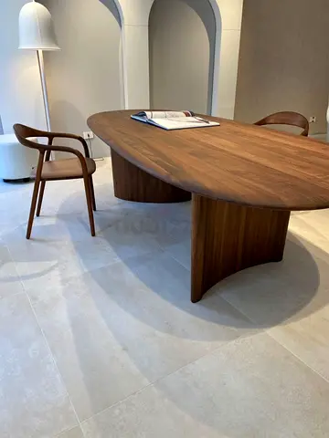 Solid Walnut Dining Table with Sculpted Pedestal Base - Seats 6-8