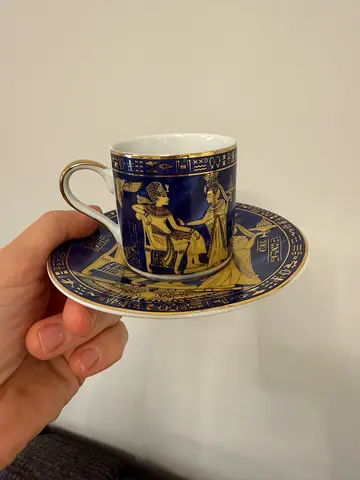 Vintage Egyptian-style Porcelain Demitasse Cup  Saucer Set