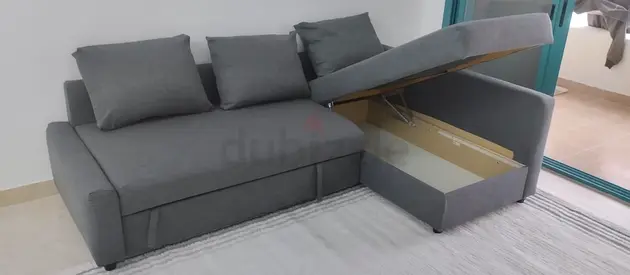 IKEA L Shape Sofa cum bed with big storage and you can fix the storage left or right anyside