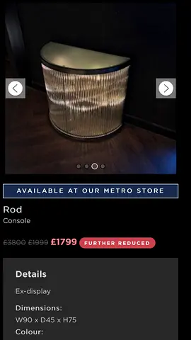Rod Console Table (Ex-display) - Semi-circular Glass  Metal