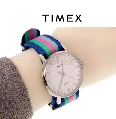 Timex Women’s Classic Easy-Read Analog Watch with Striped NATO Strap
