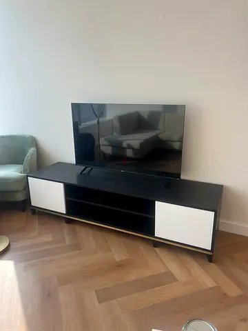 Black TV Stand / Entertainment Unit with Storage - Good Condition