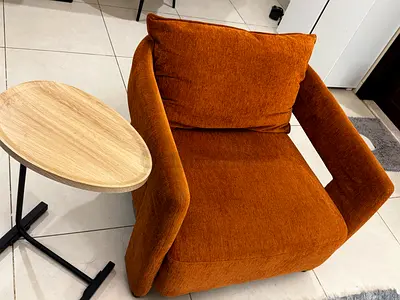 🛋️ Premium Comfort Orange Tufted Sofa with Coffee Table – Spacious  Stylish