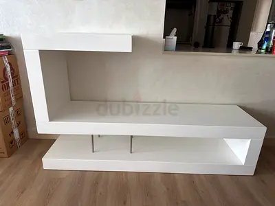 White modern floating bookcase