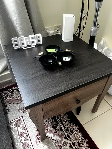Wooden Side Table / Nightstand with Drawer - Dark Finish