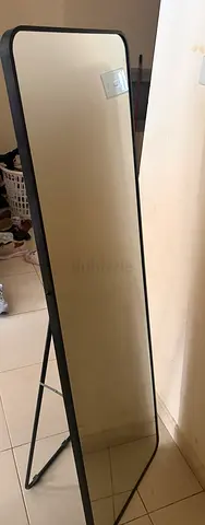 Full-length freestanding floor mirror with metal frame