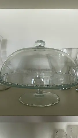 Glass Cake Stand with Dome — Good Condition