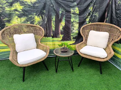 Large Outdoor Garden Rattan Armchairs Set