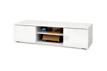 Low White TV Unit / Entertainment Cabinet with Storage
