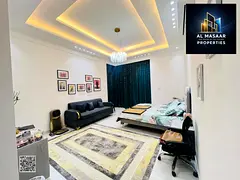 Luxury villa for rent in Al Yasmin – 5 master bedrooms, majlis and living room, 2 kitchens, maid&#
