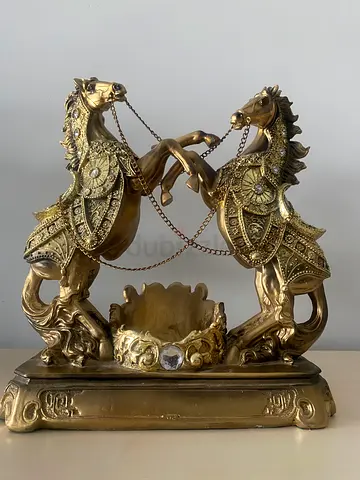 Brass Decorative Pair of Horses Statue - Vintage Style