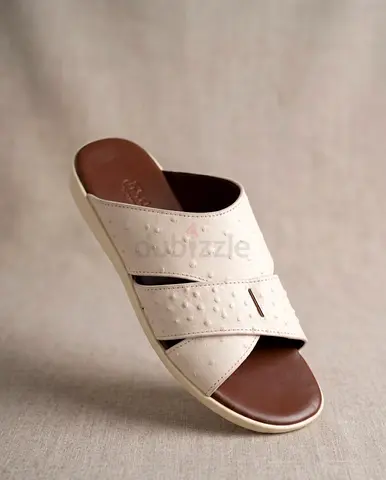 Lightweight Mens Slide Sandals - Size Noted (Beige/White)