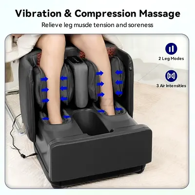 2-in-1 Foot and Calf Massager with Heat, Compression, Vibration  Kneading
