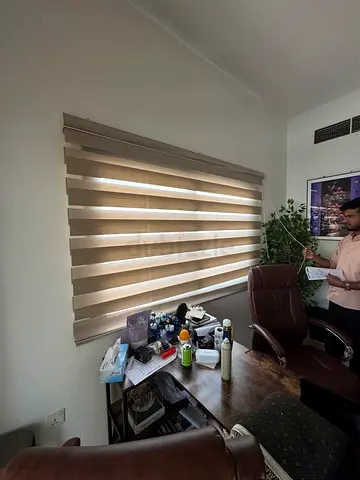 Brown Dual-Layer Zebra Roller Blind - Good Condition