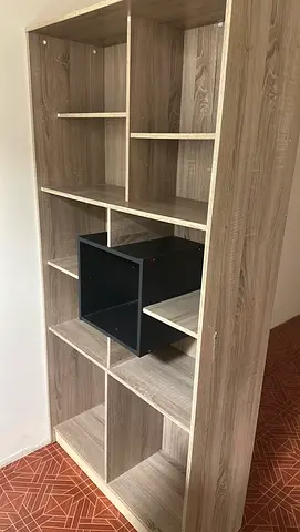 Tall Oak-Effect Bookcase / Display Shelf - Good Condition