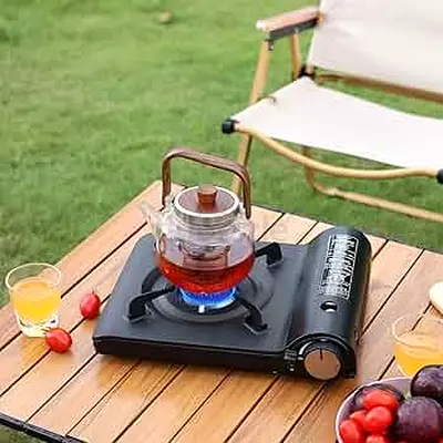 REDSUN Ultra-Slim Portable Butane Gas Stove – Single Burner Mini Camping Stove with Ceramic Ceramic