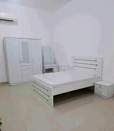 White Wooden Bedroom Set - Bed, Wardrobe, Nightstand  Dresser