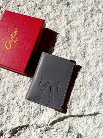 Cartier Grey leather compact wallet with branded box