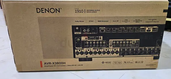 Denon AVR-X3800H 9.4-Ch Amplifier 8K UHD Home Theater AVR 105W Dolby Atmos, DTS:X, IMAX  Aura 3D