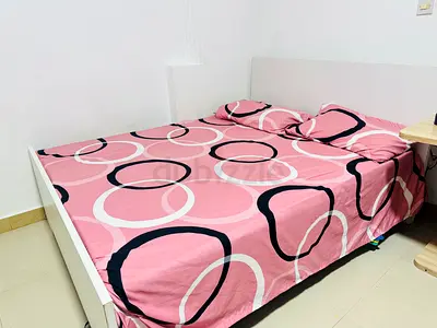 White Double Bed Frame with Headboard and Mattress