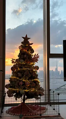 Decorated Artificial Christmas Tree with Lights and Ornaments