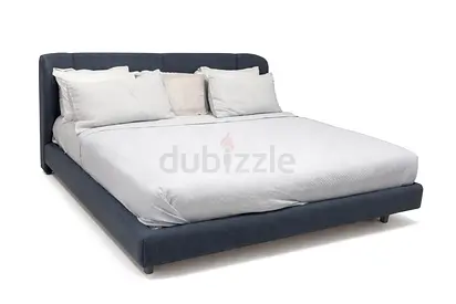 Modern Upholstered Platform Bed with Padded Headboard - Queen/King (Please confirm size)