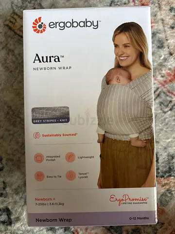 Ergobaby Aura newborn wrap - Grey Cotton Baby Wrap Carrier — Soft Front Baby Sling