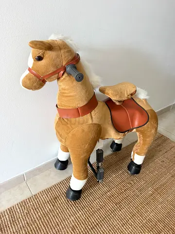 Ride-on Plush Toy Horse with Saddle and Stirrups