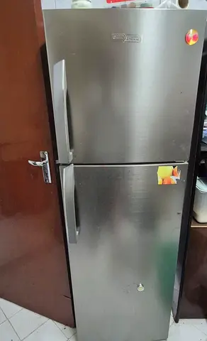 Super General double-door fridge - good working condition, stainless steel finish