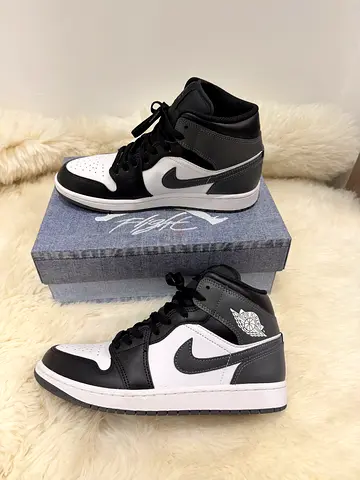 Air Jordan 1 Mid Black/White - Size UK 8 (Worn Lightly)