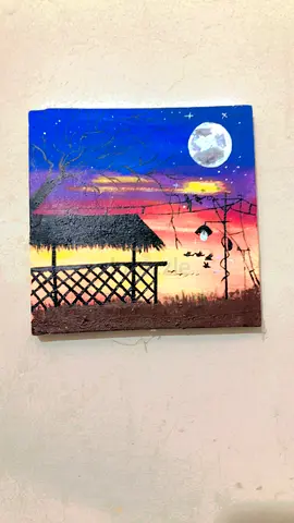 Hand-painted Sunset Moon Landscape Canvas (Small) — Wall Art