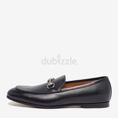 Authentic Gucci Jordy Size 43 Black Guccissima Leather Loafers