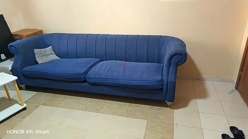 Blue 3-Seater Fabric Sofa in Good Condition