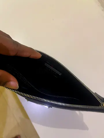 Slim black leather zip clutch / card holder - gently used