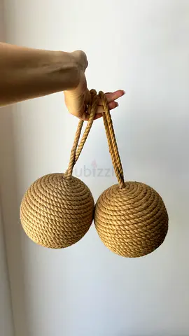 Pair of heavy Decorative Jute door stopper Rope Balls - Beige