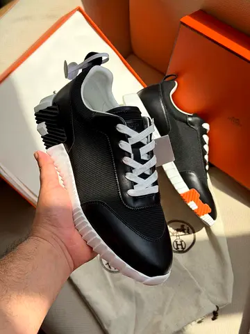 Hermes Black Designer Low-Top Sneakers with White Sole - Size Available 40 to 46