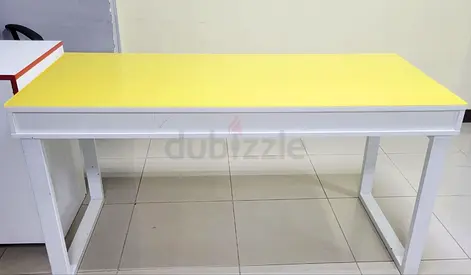 White and yellow study table with 3 drawers for storage - good condition