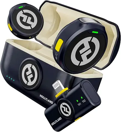 Hollyland Lark M2 Wireless Microphone for iPhone 14/13/12, Lightning Mini Lapel Microphone Wireless,