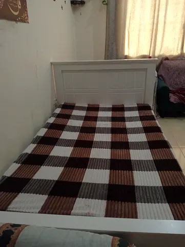 White Wooden Single Bed Frame with Headboard - Good Condition
