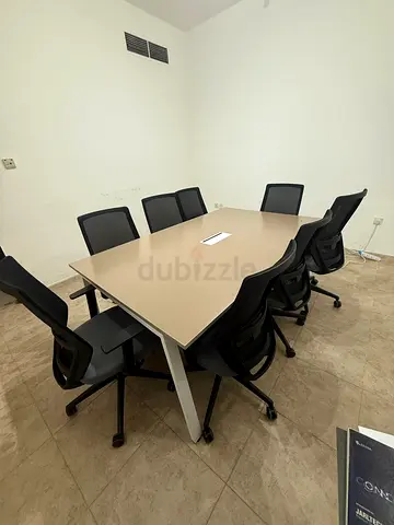 8 Seater Office Meeting Table with Chairs - Good Condition/. Curtain/ Small tables