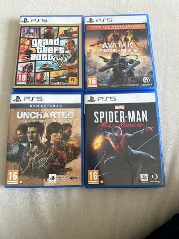 Bundle of 4 PS5 Games: Avatar, Spider-Man Miles Morales, GTA V, Uncharted