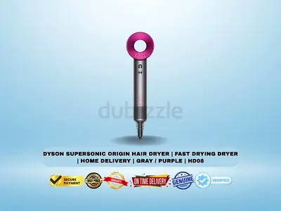 Dyson Supersonic Origin Hair Dryer | Fast Drying Dryer | Home Delivery | Gray / Purple | HD08